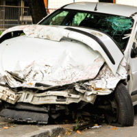 Fatal traffic accident with total damage of white car Fatal traffic accident with total damage of white car