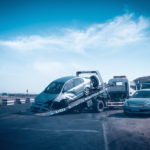 accident car on the tow truck ,traffic accident scene on the highway accident car on the tow truck ,traffic accident scene on the highway